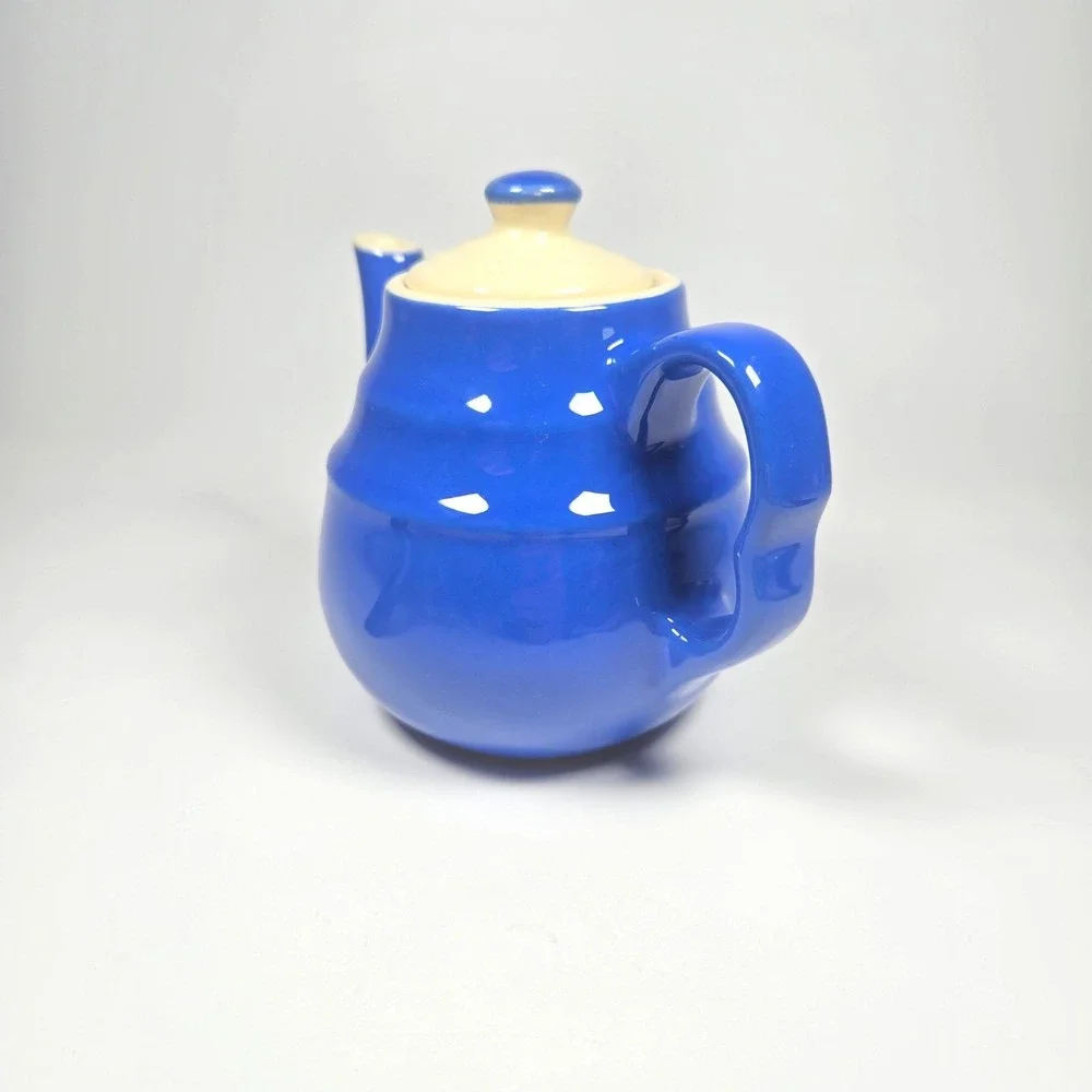 Vintage Oxford Stoneware USA Teapot with Lid Mid-Century MCM Vibrant Blue  USA‎